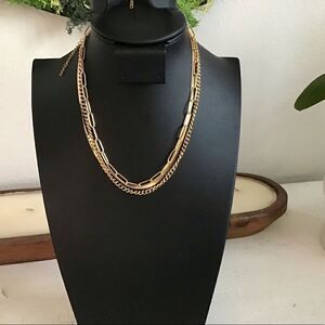 Curb Chain,Paper Clip Chain,Herringbone Chain Gold Necklace Set NWT